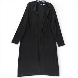 Chico’s Travelers Black Open Front Duster Jacket Long Cardigan Size 3